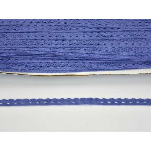 1cm széles pamut csipke szegély, 20 méter hosszú, kék színű