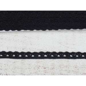 Fekete pamut csipke szegély, 1cm széles, 2 méter hosszú - Csipke