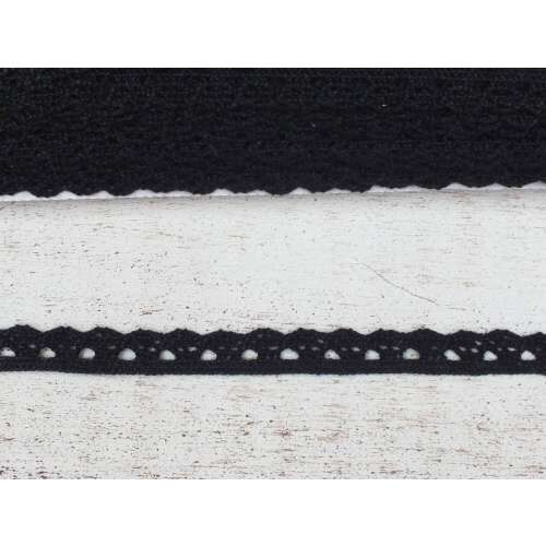 Schwarze Baumwollspitze, 1 cm breit, 2 Meter lang