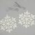 Two Csillámos hópihe dísz white snowflake ornaments with silver hanging loops