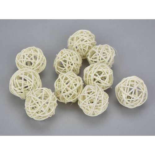 10 pachete de bile din răchită crem de 4 cm, bile decorative pentru artizanat și decorarea casei