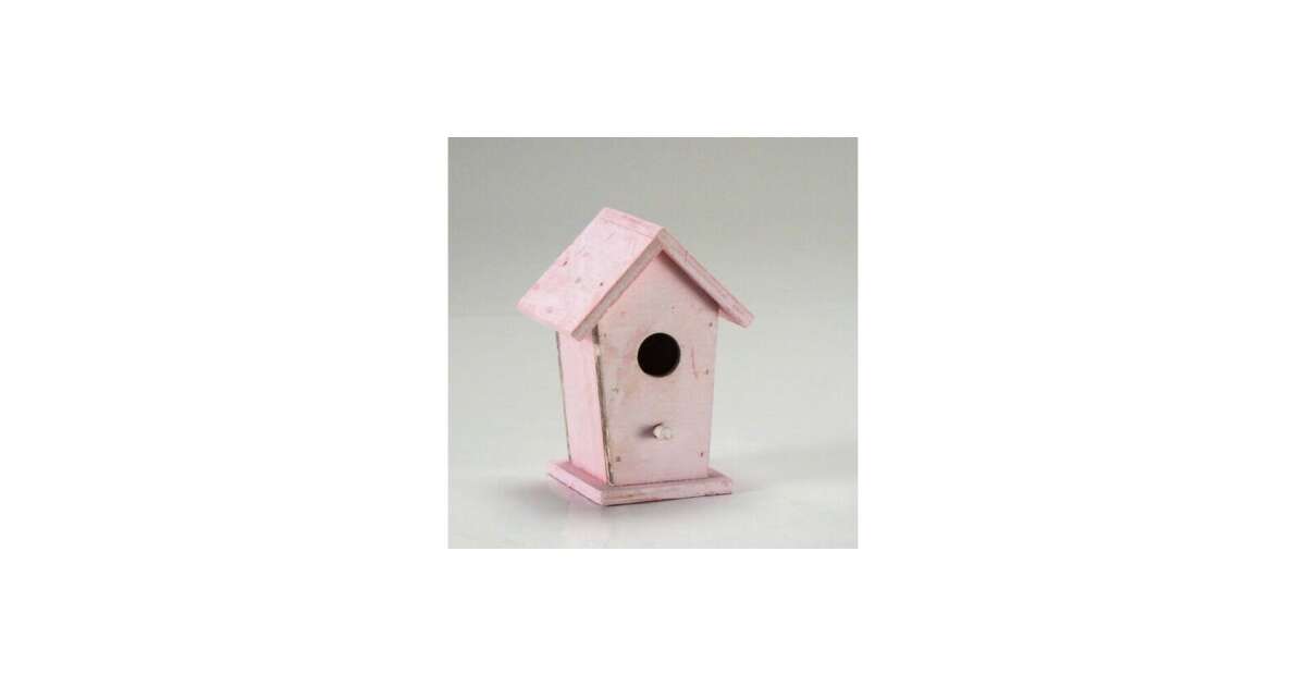 Wooden bird feeder pink 6x6 7x10cm Pepita