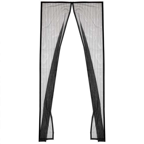 Plasă de țânțari magnetică pentru ușă, neagră, 90 x 210 cm