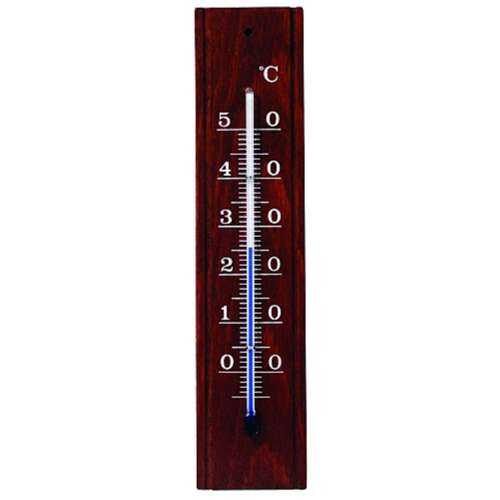 Mahogany room thermometer, 2043 type, measures from -5 to +50 degrees Celsius