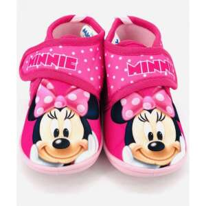 Ružové papuče Minnie Mouse pre deti s bielymi bodkami a tvárou Minnie Mouse vpredu - Topánky pre deti