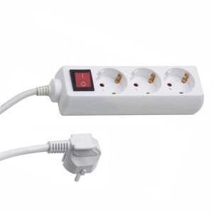 3-utas Hálózati Elosztó - 5m Kábel - Világító Kapcsolóval