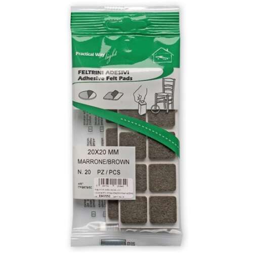 20 db 20 mm-es barna öntapadós filc alátét bútorokhoz, székekhez, asztalokhoz és egyéb bútorokhoz
