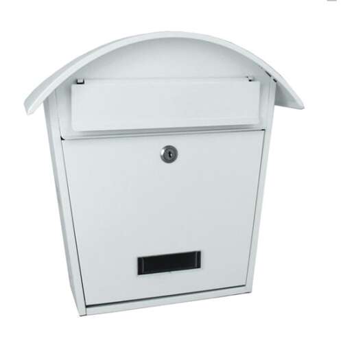 Fehér ívelt postaláda névtartóval, 36x37cm, Postaláda álló ívelt - Bejárati előtető és Postaláda