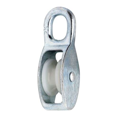 Egyszerű kötélcsiga 30mm átmérővel, 8mm átmérőjű görgővel, 250kg teherbírású, műanyagból