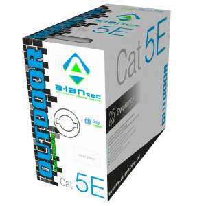 A-LAN KIU5OUTZ305 Cat5e UTP hálózati kábel, kültéri, 305 méter, szürke, csomagolás - Alantec