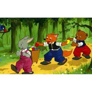 Ilustrație diafilm a lui Róka Rudi și a prietenilor săi în pădure - Filme diapozitive