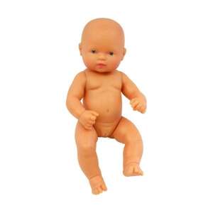 Miniland 32 cm-es európai lány baba - Haj nélküli, vízálló - Miniland