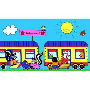 Diafilm Kisvonat a Mohavölgyben illusztráció: állatok felszállnak a vonatra a Tulipánmező állomáson - Diafilm