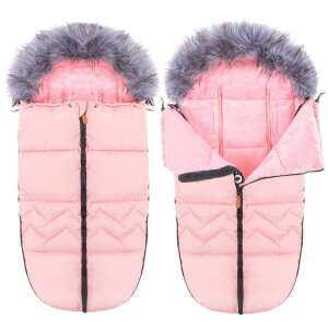 Springos 4-in-1 rosa Kinderwagen Fußsack mit Fellhaube - Zubehör für Kinderwagen
