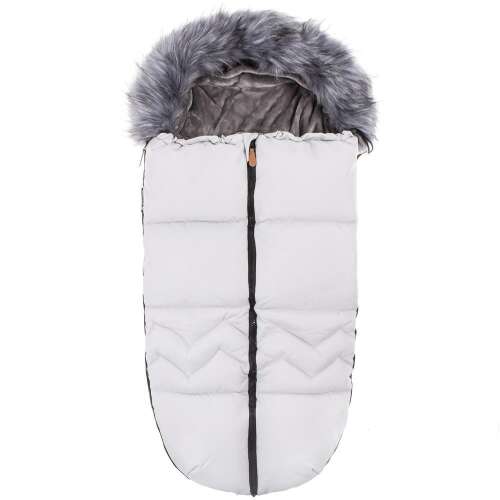 Springos grauer Baby-Schlafsack mit Pelzkapuze