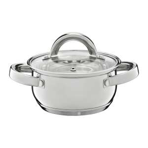 AM-BERRY 14 cm-es rozsdamentes acél fazék üveg fedővel - Főzőedény & Sütőedény