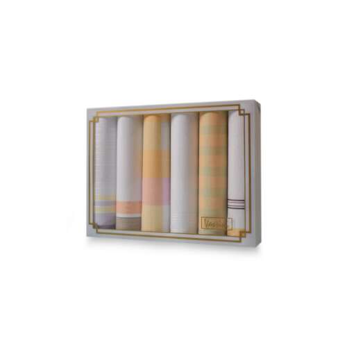 LUX L19-23 női pamut zsebkendő szett 6 darabos díszdobozban