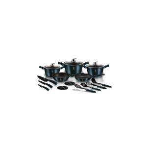 Berlinger Haus Metallic Aquamarine Line 17-teiliges Kochgeschirr-Set mit Marmorbeschichtung, Metallic-Außenbeschichtung - Berlinger Haus Geschirre
