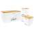 Cookline bread box with bamboo lid and 3 storage containers for sugar, coffee and tea