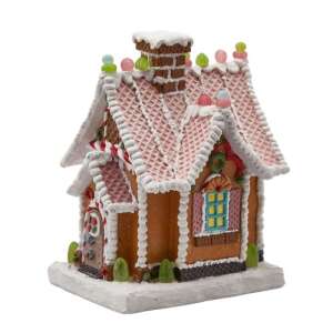 Mézeskalács házikó karácsonyi dekoráció, 30x25x21cm, színes - Nonbrand Karácsonyi dekoráció