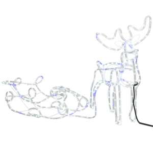 Springos Illuminated Reindeer with Sleigh LED 150 cm, Cool White