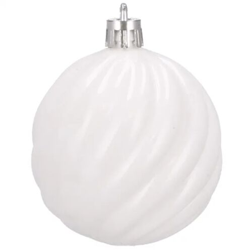 Springos Karácsonyfadísz Szett - 20 db Fehér Gömb - 6 cm