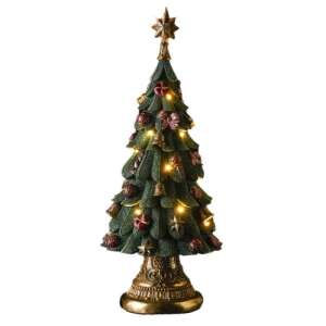 Világító kerámia karácsonyfa díszekkel, 60x30cm - Nonbrand Karácsonyi dekoráció