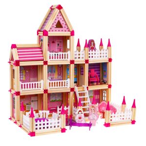 BébiLánc Princess Castle Wooden Building Blocks - Assembled view - Wooden building game