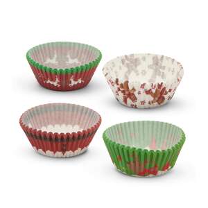 Christmas muffin baking cups, set of 4, reindeer, gingerbread man, snowflake, Santa Claus - Household paper products