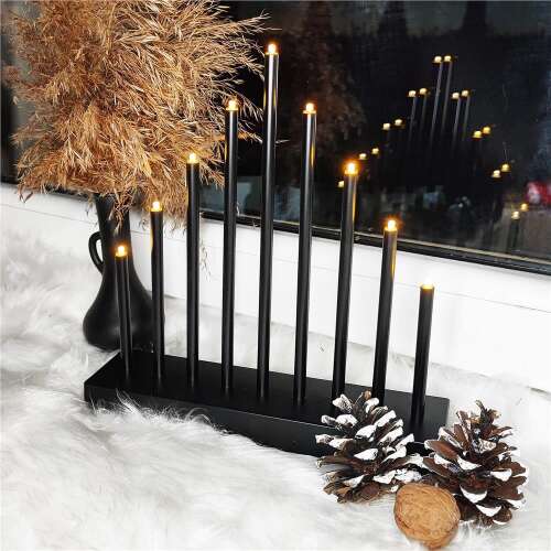 Springos 9 LED decorative advent candle holder, black, warm white