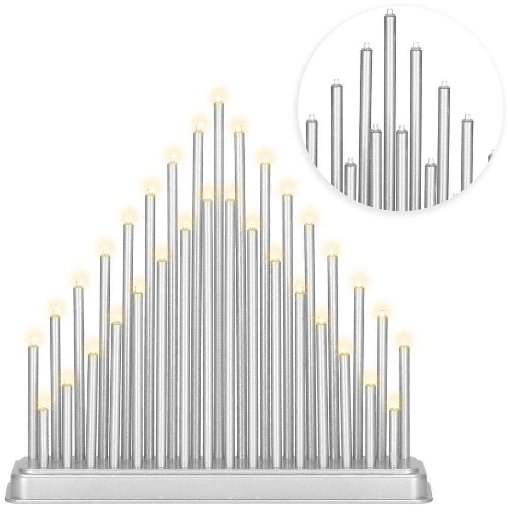 Springos Adventi Gyertyatartó - 33 LED - Ezüst
