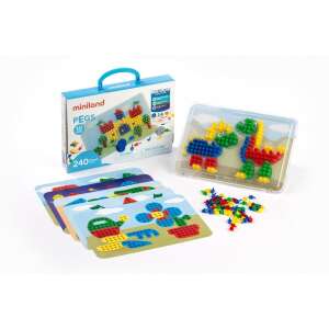 Miniland Pegs 10 mm Peg Board with 240 Pegs and 6 Picture Cards - Miniland