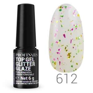 Profinails Top Gel Glitter Glaze No. 612, 6g, LED/UV körmöző zselé, fixálásmentes fedőlakk, csillogó felület - Műköröm alapozó & fedő zselé