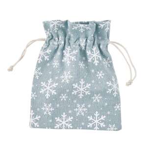 PACK-A-BAG kis kék lenvászon ajándékzsák hópehely mintával, 14x18 cm - Nonbrand Karácsonyi dekoráció