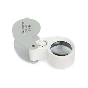 40x Лупа с LED осветление, Лупа за бижута, Лупа, Джобна лупа, Сребриста, Леща 25 mm - Преглед на големи