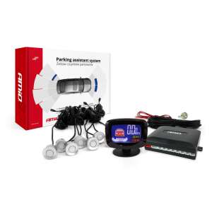 AMiO tolatóradar készlet 8 érzékelővel, grafikus LED kijelzővel, ezüst színben - AMiO