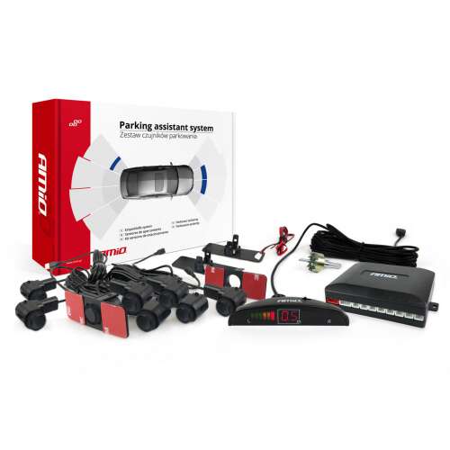 AMiO tolatóradar készlet 8 érzékelővel, LED kijelzővel és vezérlőegységgel