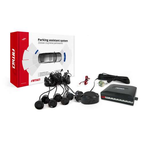AMiO 8 érzékelős tolatóradar hangjelzéssel, fekete