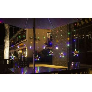 Fényfüggöny 138 LED többszínű csillag fények terasz dekoráció - Nonbrand Fényfüzér
