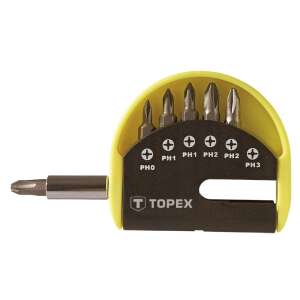 Topex 7-teiliges Schraubendreher-Bit-Satz mit Griff, enthält PH0, PH1, PH2, PH3 Bits - Bit Set