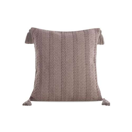 Boho8 barna 45x45 cm-es párnahuzat rojtokkal - Párnahuzat