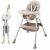 Folded and unfolded Pepita Happy high chair, beige color, space saving