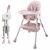 Pepita Happy foldable high chair pink and white