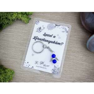 Leszel a Keresztanyukám sötétkék angyal medálos kulcstartó 87436727 - Ajándék kulcstartó