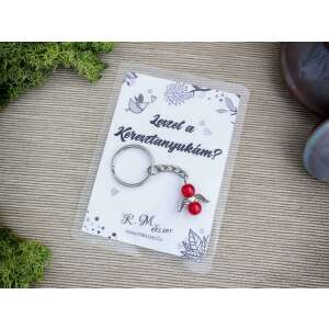 Leszel a Keresztanyukám piros angyal medálos kulcstartó 87436629 - Ajándék kulcstartó