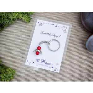 Szeretlek Anya piros angyal medálos kulcstartó 87444723 - Ajándék kulcstartó