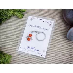 Szeretlek Keresztanya narancssárga angyal medálos kulcstartó 98259151 - Ajándék kulcstartó