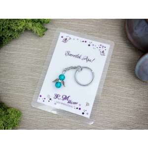 Szeretlek Apa pávakék angyal medálos kulcstartó 87436475 - Ajándék kulcstartó