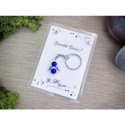 Szeretlek Dadus sötétkék angyal medálos kulcstartó