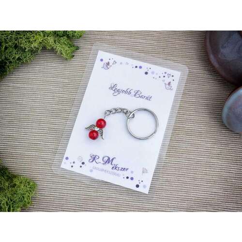 Legjobb barátomnak piros angyal medálos kulcstartó 87442977